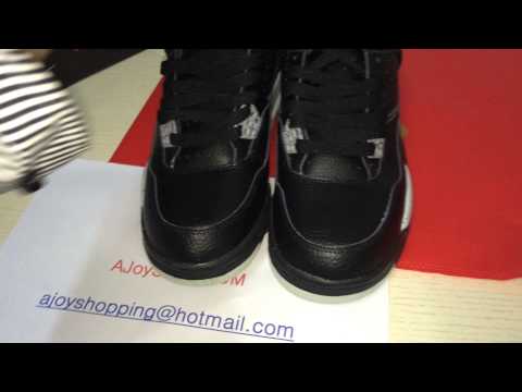 Men Nike air jordan 4 black grey leather sneaker