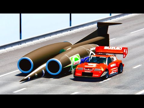 Suzuki Escudo Pikes Peak vs Thrust SSC at Drag Race 20 KM