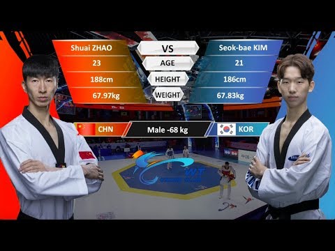 M-68kg | Seokbae Kim (KOR) VS Shuai Zhao (CHN) | 2017-2018 Season WT Grand Slam Finals