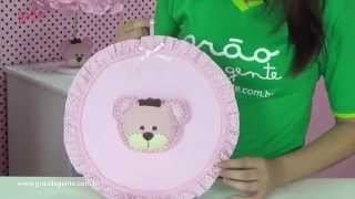 Enfeite de Porta Ursa Realeza Rosa | Ref: 45073