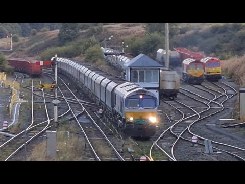 66711 powers Tunstead to Washwood Heath freight past Peak Forest