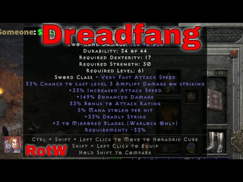 D2R Unique Items - Dread Fang (Legend Sword)