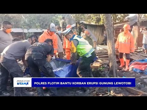 POLRES FLOTIM BANTU KORBAN ERUPSI GUNUNG LEWOTOBI