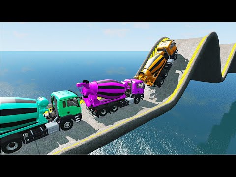 Impossible Weird Wave Bridge Crossing Cars Vs Deep Water - BeamNG.Drive