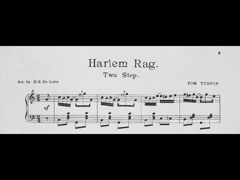 “Harlem Rag” (early ragtime written by Tom Turpin) played by Trebor Tichenor = classic cakewalk rag