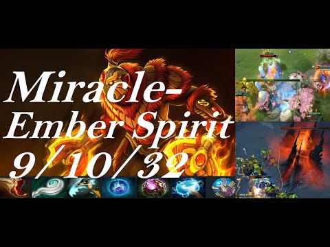 Miracle- mid Ember Spirit, Taiga Doom vs Noone Tiny, GeneRaL Batrider-super close close throne-dota2