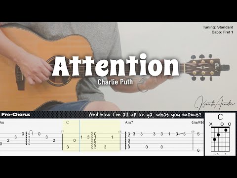Attention - Charlie Puth | Fingerstyle Guitar | TAB + Chords + Lyrics