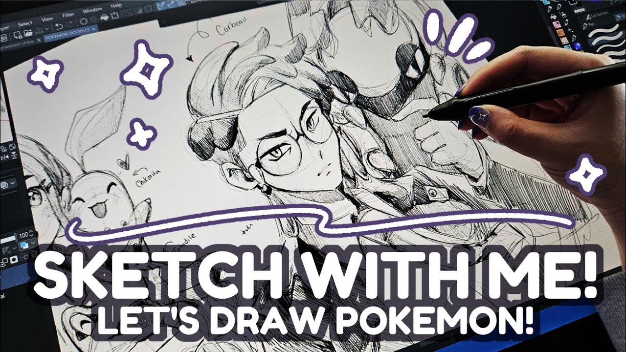 SKETCHING ASMR| Draw Pokemon ZA with me! | Real Time + No Talking