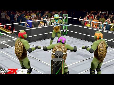 Leonardo Vs All Teenage Mutant Ninja Turtles | Brother vs Brother Match - WWE 2K25 PS5 [4K]