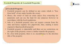 Freehold Properties and Leasehold Properties - Valuation - Quantity Survey Estimation and Valuation