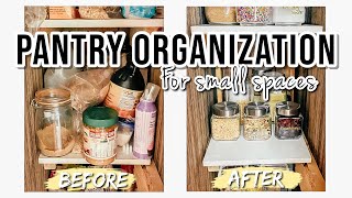 HOW TO ORGANIZE A SMALL PANTRY! DECLUTTER + ORGANIZE WITH ME