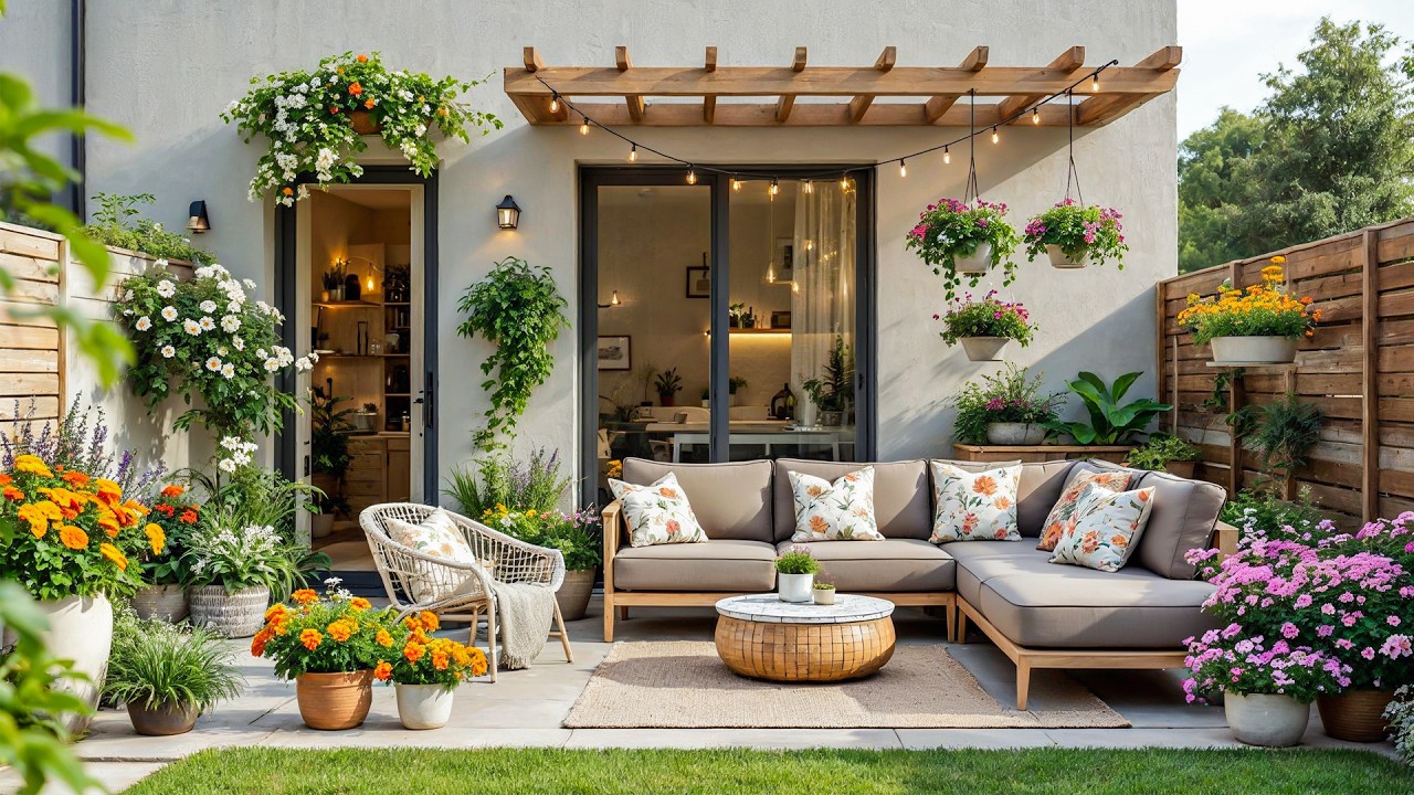 Modern garden design with the most beautiful house facade and Patio of all time