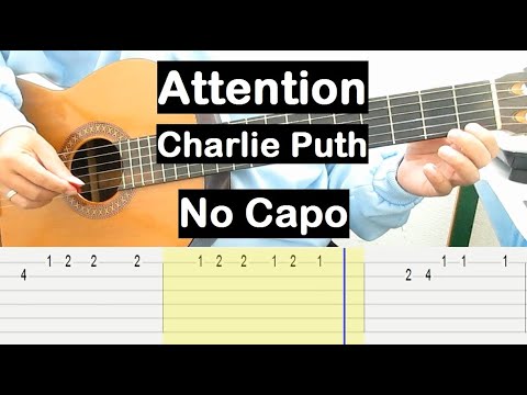 Attention Guitar Tutorial No Capo (Charlie Puth) Melody Guitar Tab Guitar Lessons for Beginners