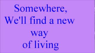 Glee Somewhere with lyrics