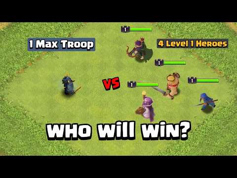 1 Troop VS 4 Heroes | Clash of Clans