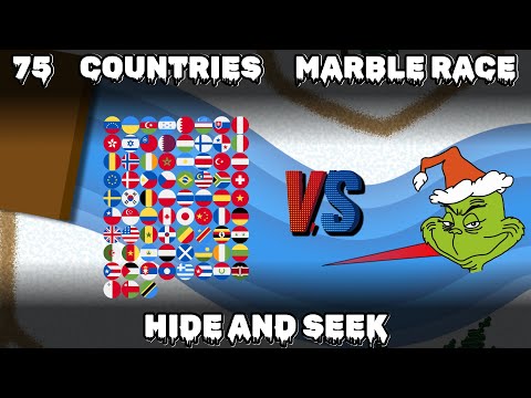 75 Countries Escape The Seeker On Winter Camp Map | Marble Race In Algodoo