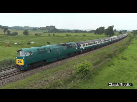 CLASS 52 WESTERN D1015 WESTERN CHAMPION STORMS THROUGH POWDERHAM WITH THE 'ENGLISH RIVIERA EXPRESS'