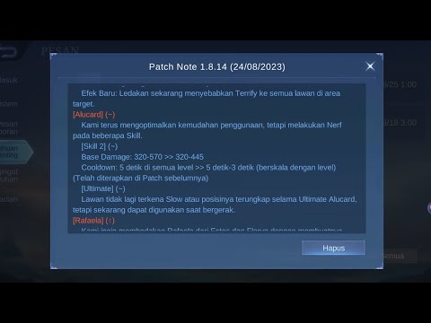 Alucard Di Adjust Advance Server PATCH NOTE 1.8.14 User Alucard Kecewa Berat.