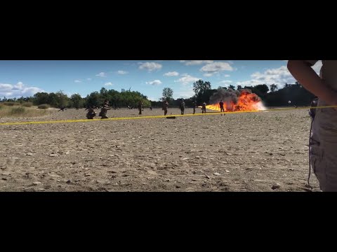 M2A1-2 Flamethrower & Flammenwerfer 41 at Conneaut D-Day reenactment 2015