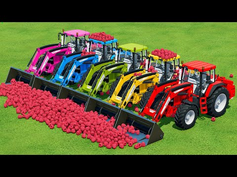LOAD AND TRANSPORT RASPBERRY WITH JOHN DEERE TRACTORS - Farming Simulator 22