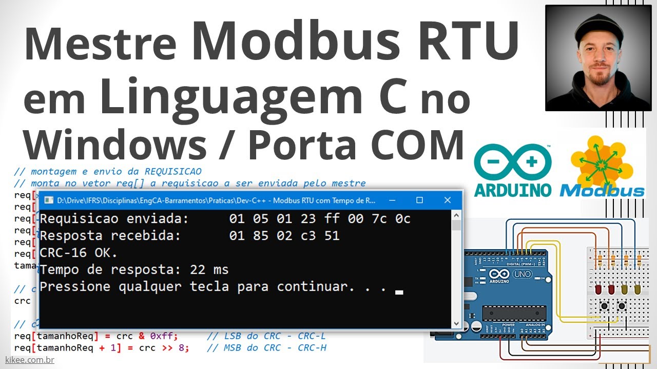 Mestre Modbus RTU em Linguagem C no Windows com Porta COM - Programação | Redes Industriais #modbus
