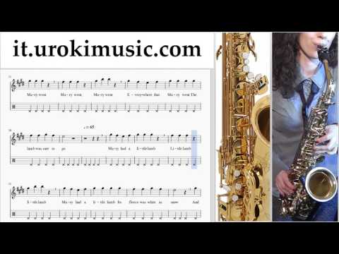 Lezioni di Sassofono Contralto Mary Had A Little Lamb Tutorial Spartito Parte#2 um-b276