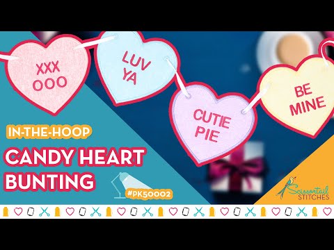 Make this Candy Heart Bunting in Your Embroidery Hoop!