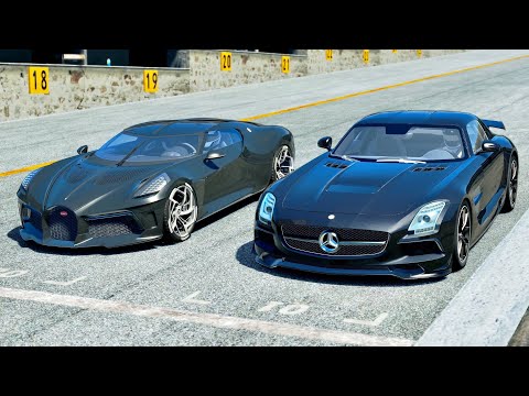 Bugatti La Voiture Noire vs Mercedes-Benz AMG SLS Black Series at Macau