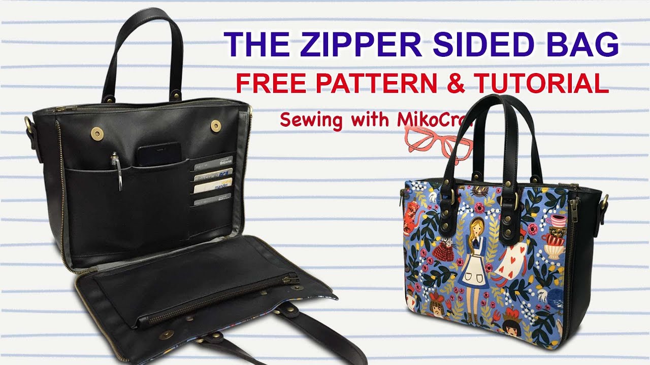 The Zipper Sided Bag Tutorial - DIY Tote Bag dengan Resleting Samping - Bag Making with Miko Craft