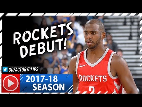 Chris Paul Full Highlights vs Warriors (2017.10.17) - 4 Pts, 11 Ast, 8 Reb, Rockets Debut!