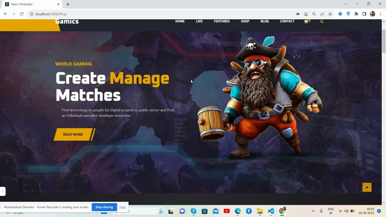 Reactjs Free Gaming | Ecommerce | Blog Template