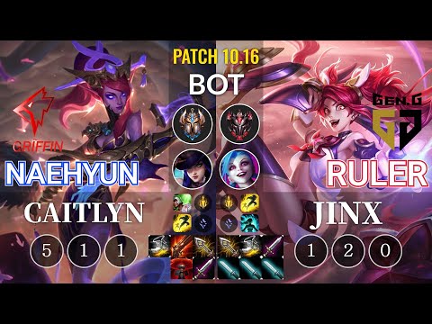 GRF Naehyun Caitlyn vs GEN Ruler Jinx Bot - KR Patch 10.16