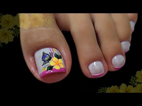 Diseño de uñas hermosas con flores 🌺 /diseño de uñas pies 🦶😍