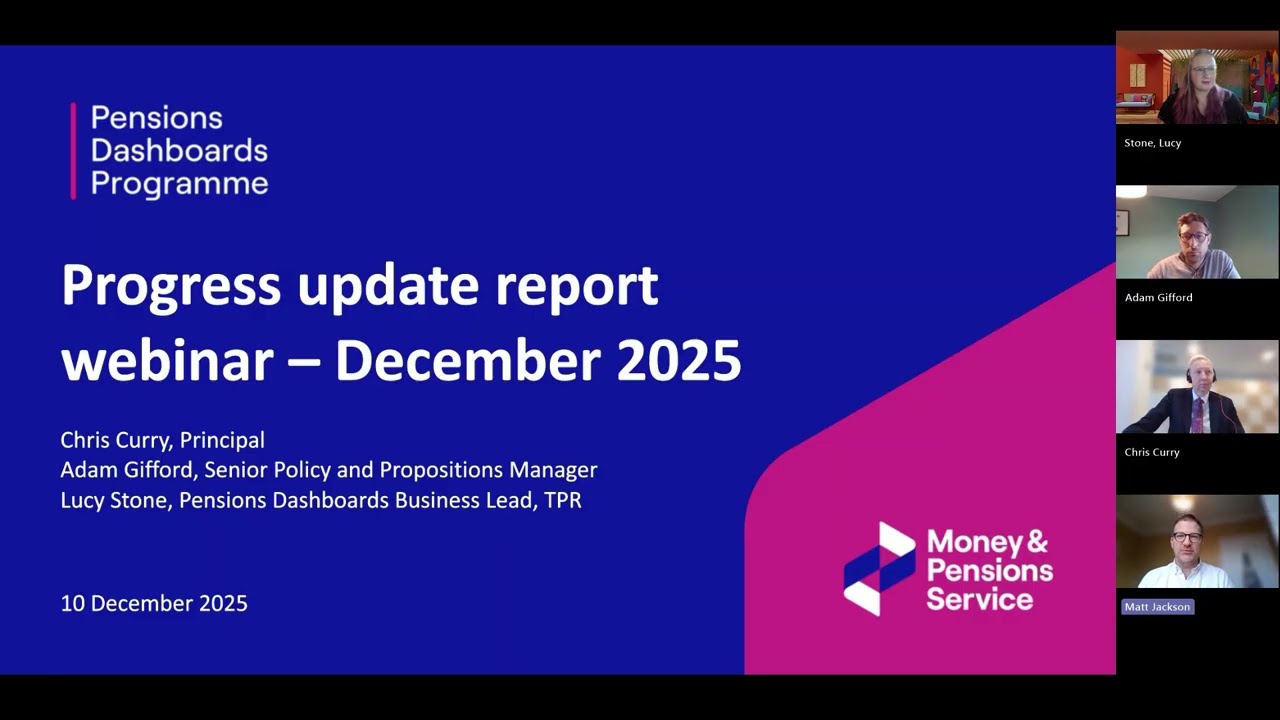 Pensions dashboards progress update webinar - 10 December 2025