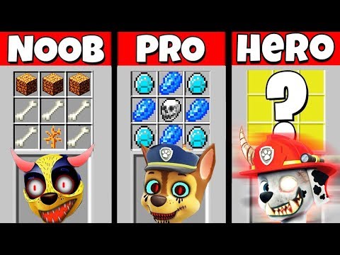 Minecraft Battle: NOOB vs PRO vs HEROBRINE: PAW PATROL EXE CRAFTING CHALLENGE / Animation