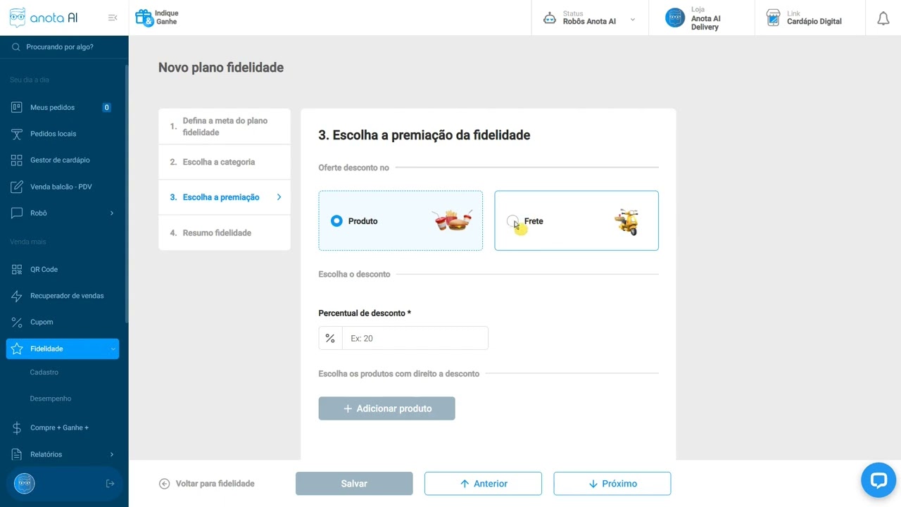 Cadastrando Plano Fidelidade| Anota AI