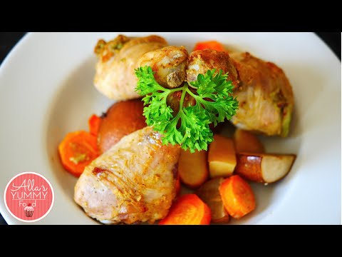 Baked Chicken Drumsticks with Pears - Куриные ножки запеченные с грушами