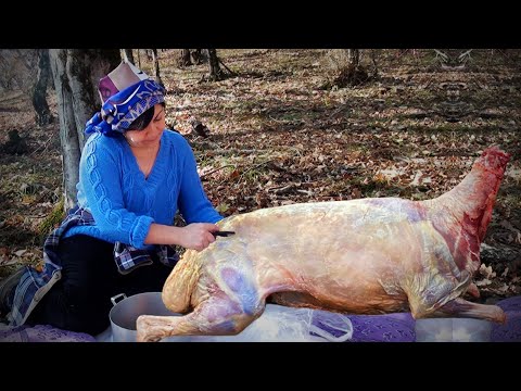 Villagers Cooked Perfect WHOLE GOAT KEBAB in the Forest | FULL GOAT GRILL in the Mountain