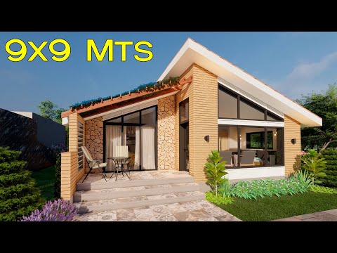 Plano de casa de 9x9 metros con vestidor y lavadero