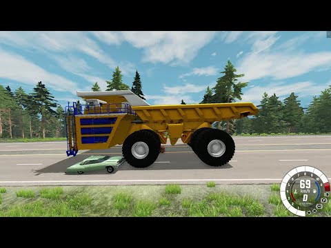 Cars vs BeLAZ BeamNG.Drive