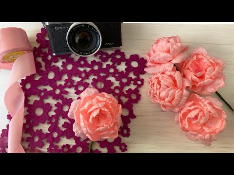 DIY Peony flowers from satin ribbon/how to make beautiful satin ribbon flowers easily