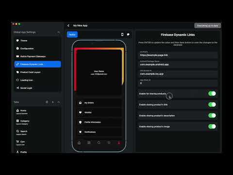 Firebase Dynamic Links settings | App Builder + WooStore Pro