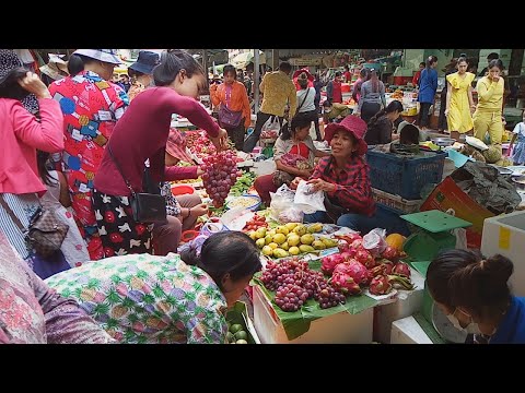 Asian Fruits And Fresh Food Compilation - A Walk Around In Phnom Penh Market - Local Market Food