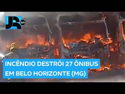 Incêndio destrói 27 ônibus em garagem de Belo Horizonte (MG)