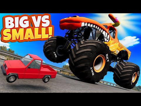 Tiny Car vs GIANT Car – Can Either Escape the Police?! (BeamNG Drive)
