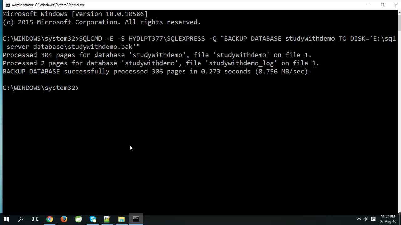 SQL Server Database  Backup and Restore using Command Prompt