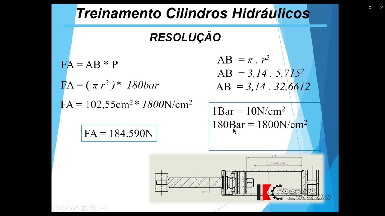 AULA 05 - MÓDULO | CALCULAR FORÇA DE ABERTURA CILINDRO HIDRAULICO | CURSO CILINDROS HIDRÁULICOS