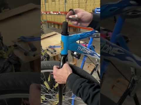 Mike installing our new conversion headset to switch your frame to integrated sealed bearings