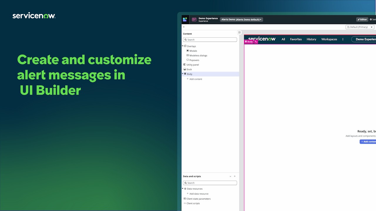 Create and customize alert messages in UI Builder