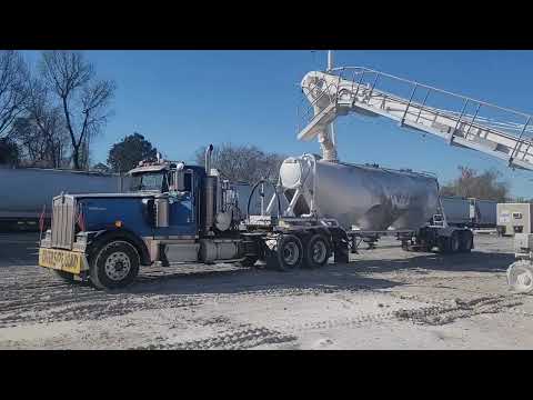 Picking up a load of quicklime from a rail transload terminal.